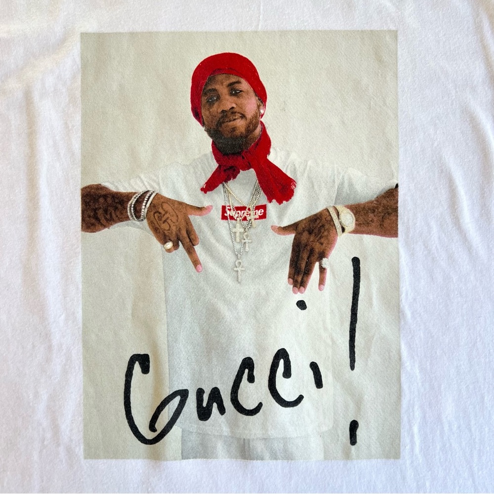 RARE Limited Supreme x Gucci Mane Photo
Tee Shirt White Size Small - Picture 5 of 10